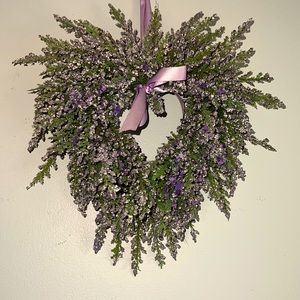 SET OF TWO Lavender hanging heart wreaths